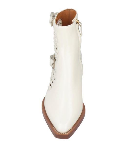 Chloé White Ankle Boots Leather