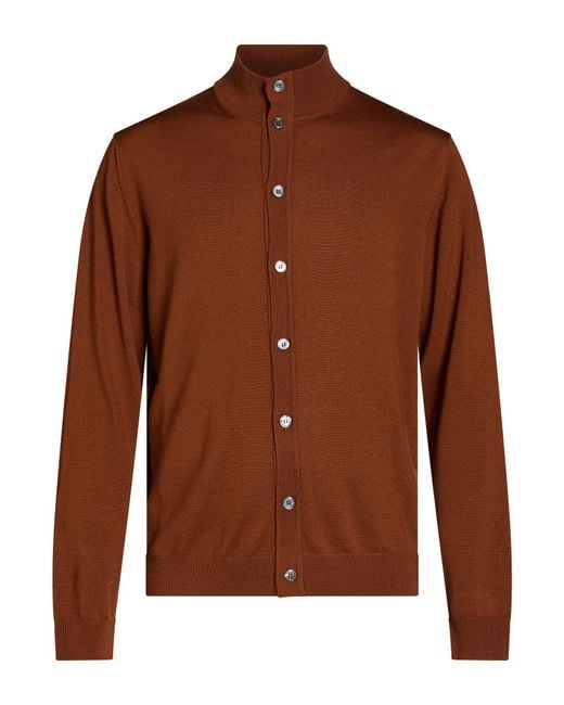 Daniele Fiesoli Brown Camel Cardigan Merino Wool for men