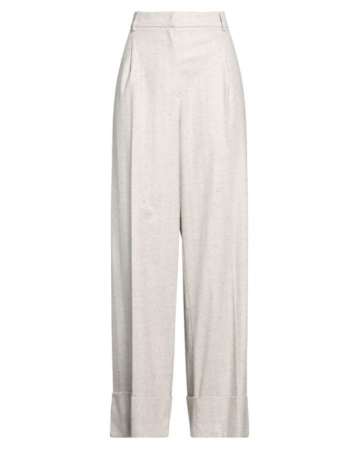 D.exterior White Pants Viscose, Virgin Wool, Polyester, Elastane