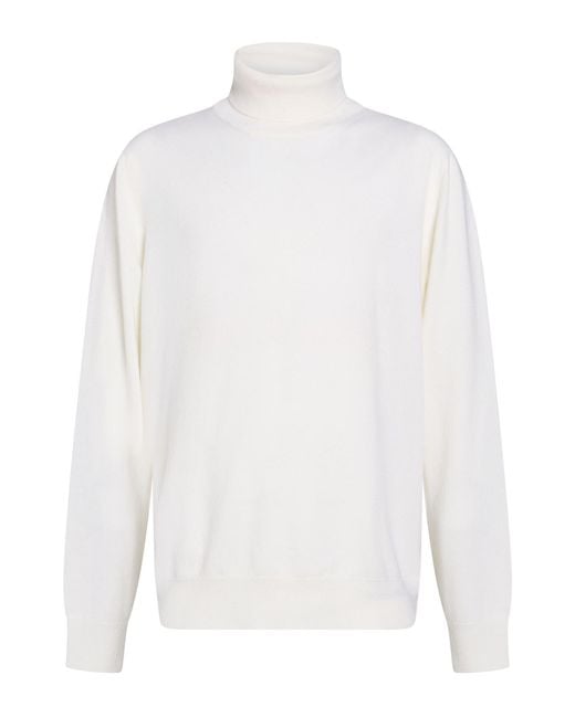 Gran Sasso White Turtleneck Virgin Wool, Viscose, Cashmere for men