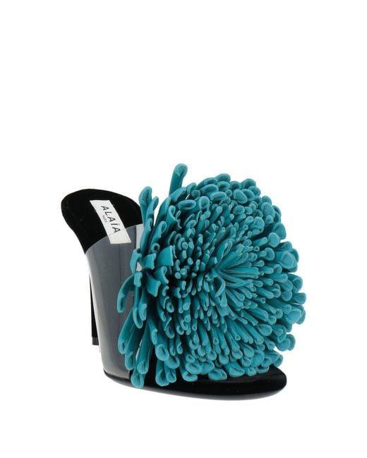Alaïa Blue Sandals Polyurethane, Lambskin