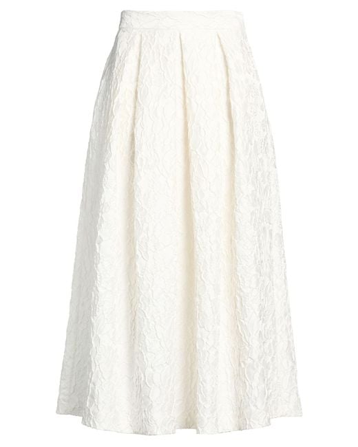Lunatica Milano White Midi Skirt Polyester, Recycled Polyester, Polyamide
