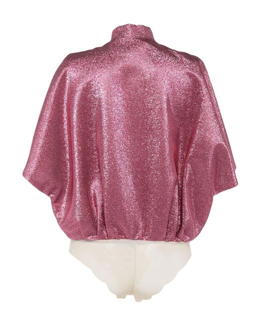 SIMONA CORSELLINI Pink Fuchsia Bodysuit Silk, Metallic Fiber, Polyamide, Elastane