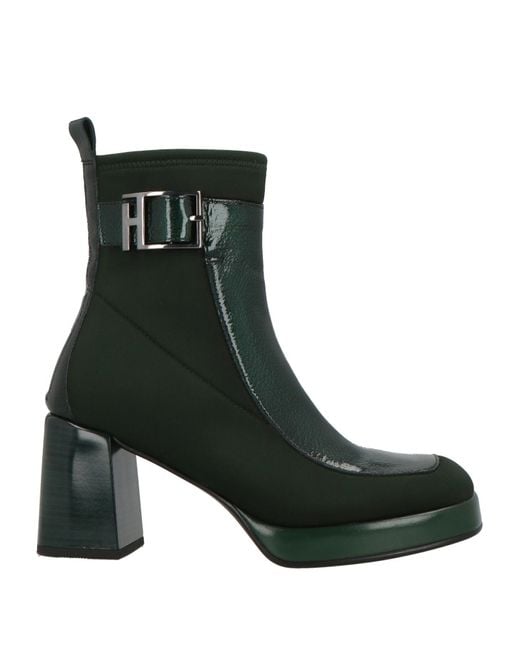 Hispanitas Green Dark Ankle Boots Leather, Textile Fibers