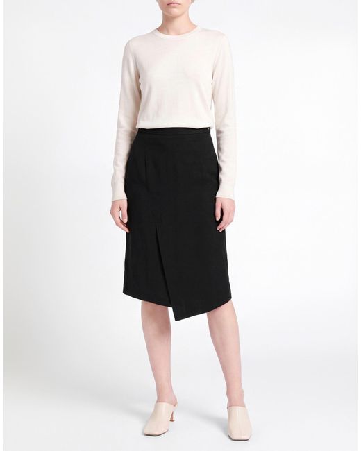 ALESSIA SANTI Black Midi Skirt Viscose, Linen