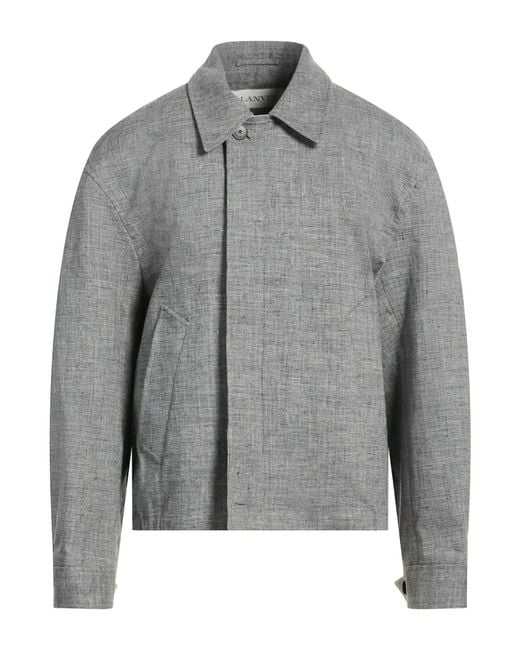 Lanvin Gray Jacket Linen, Elastane for men