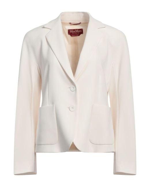 Max Mara White Ivory Blazer Triacetate, Polyester