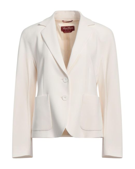 Max Mara White Ivory Blazer Triacetate, Polyester