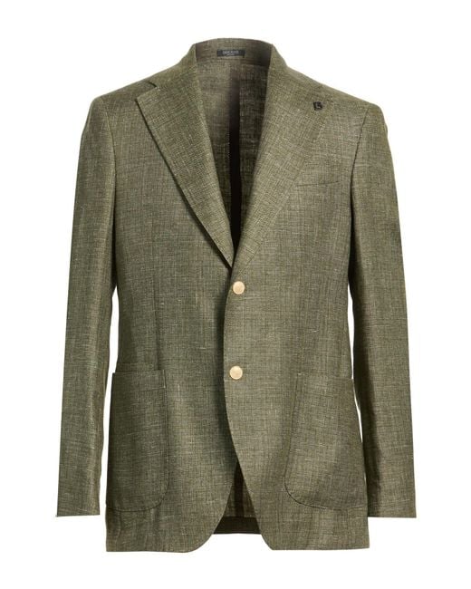 BRERAS Milano Green Military Blazer Linen, Wool for men