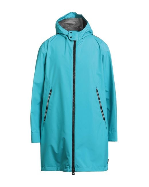 Herno Blue Laminar Overcoat & Trench Coat Polyester, Ptfe for men