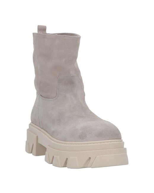 Tsd12 Gray Khaki Ankle Boots Leather