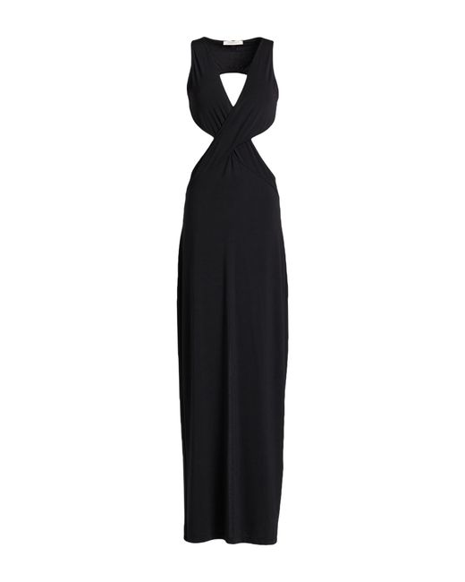hinnominate Black Maxi Dress Rayon, Polyester, Elastane