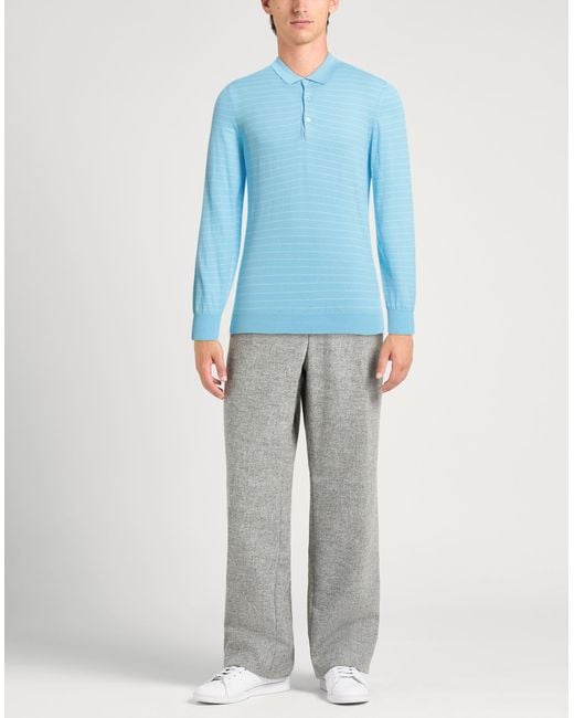 Fedeli Blue Sweater Cotton, Polyester for men