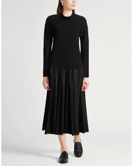Fabiana Filippi Black Midi Dress Virgin Wool, Silk, Cashmere, Polyamide, Elastane
