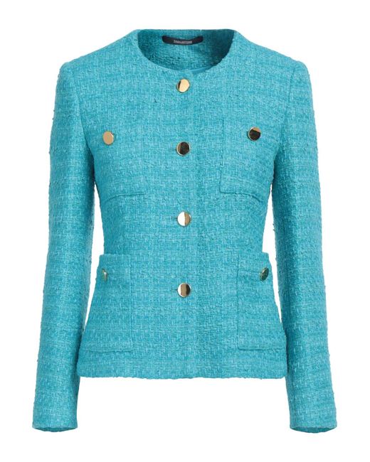 Tagliatore 0205 Blue Azure Jacket Cotton, Polyamide, Polyester