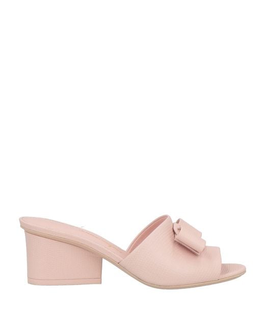 Ferragamo Pink Valery 55 Light Sandals Calfskin