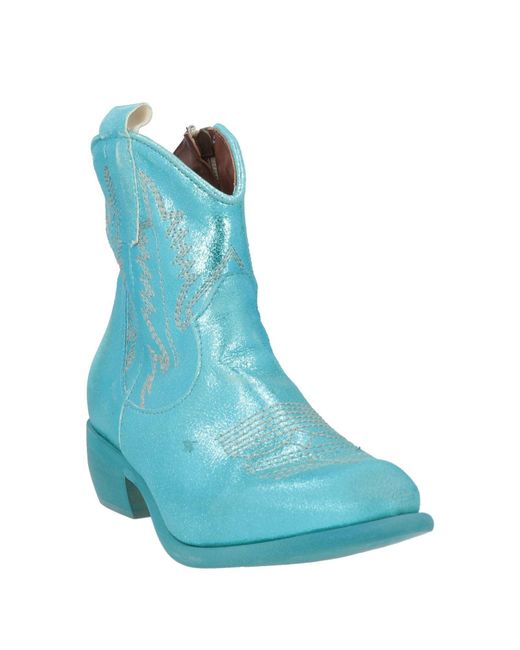 Zoe Blue Azure Ankle Boots Leather