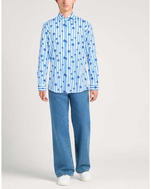 Daniele Alessandrini Blue Azure Shirt Cotton, Elastane for men