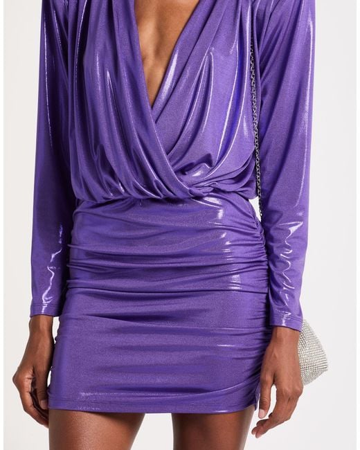 Just Cavalli Purple Mini Dress Polyester, Elastane