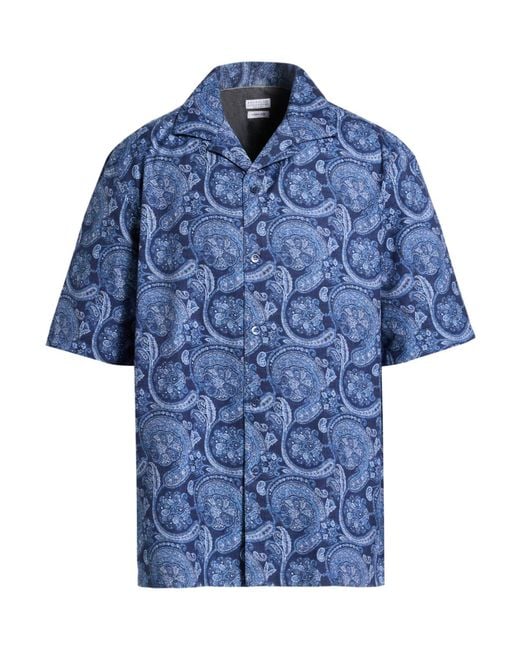 Brunello Cucinelli Blue Shirt Cotton for men