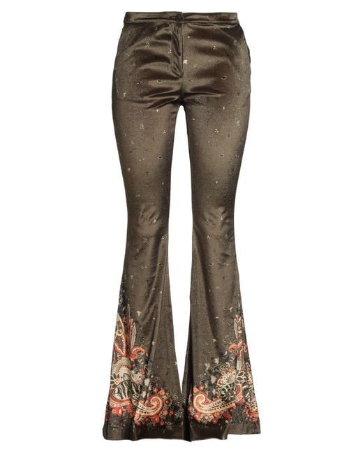 Black Coral Gray Pants Polyester
