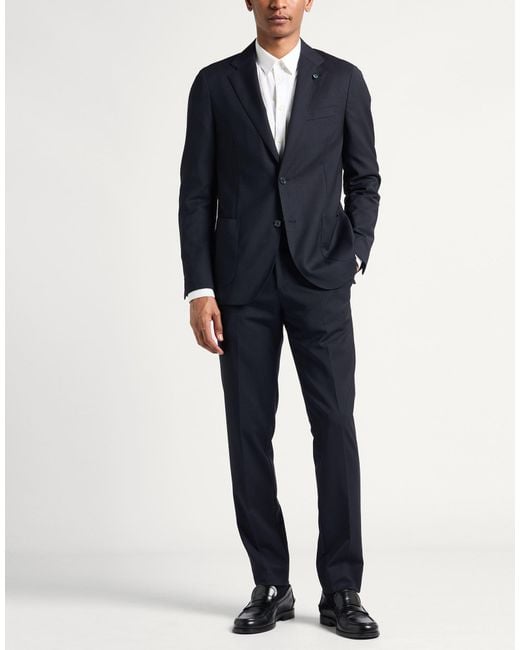 Lardini Blue Midnight Suit Polyester, Wool, Elastane for men