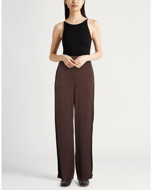 Semicouture Brown Pants Viscose, Virgin Wool
