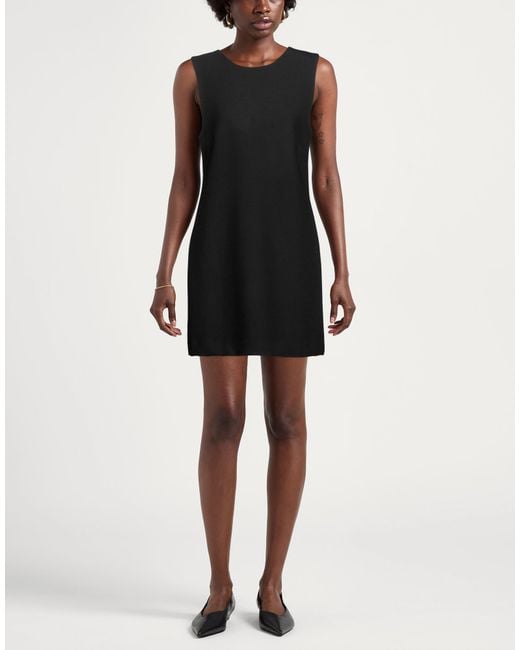 P.A.R.O.S.H. Black Mini Dress Polyethylene, Virgin Wool, Elastane