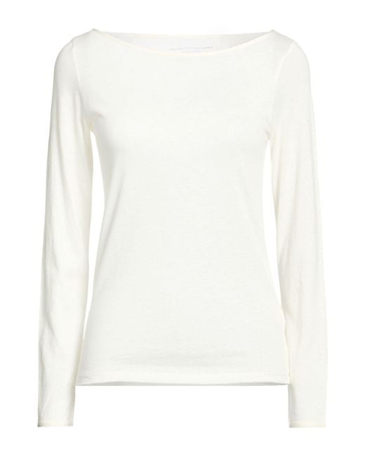 Majestic Filatures White Ivory T-Shirt Cotton, Cashmere