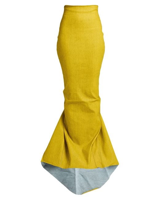 Rick Owens Yellow Denim Skirt