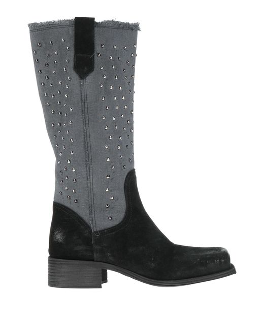 Divine Follie Black Boot Leather, Textile Fibers