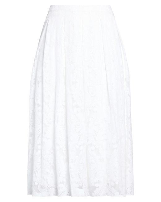 Max Mara White Midi Skirt Cotton, Polyamide