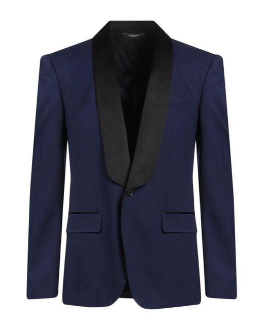 Dolce & Gabbana Blue Blazer Virgin Wool, Silk, Polyester, Elastane for men