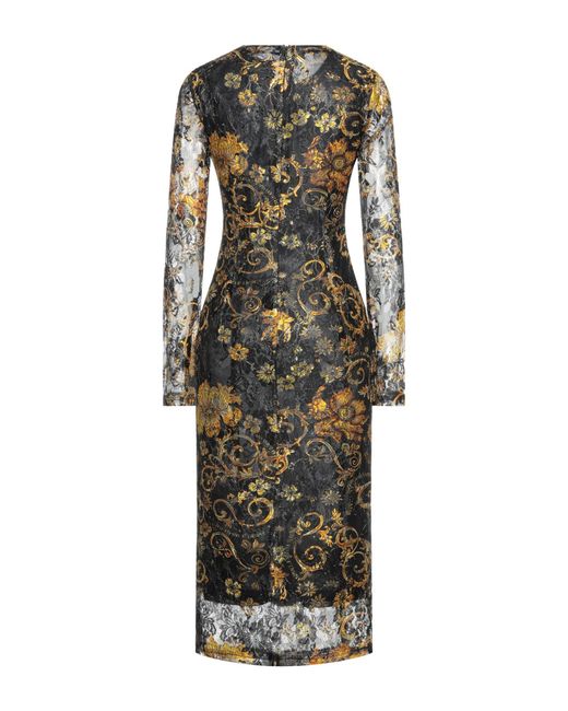 Versace Jeans Couture Black Midi Dress Polyamide, Metallic Polyester