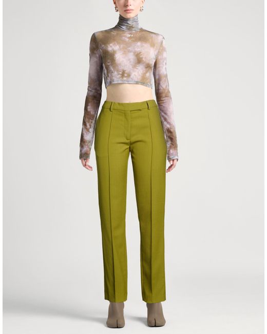 Acne Green Pants Polyester, Wool