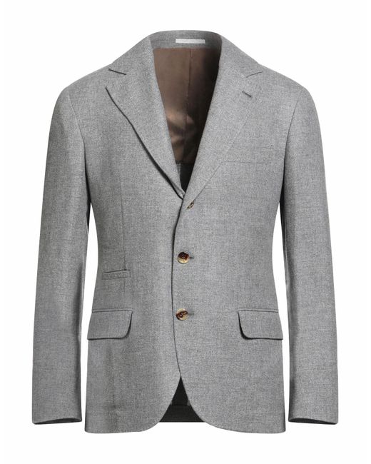 Brunello Cucinelli Gray Blazer Cashmere, Silk for men
