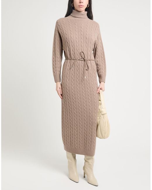 Peserico Natural Light Midi Dress Virgin Wool, Silk, Viscose, Cashmere, Polyester