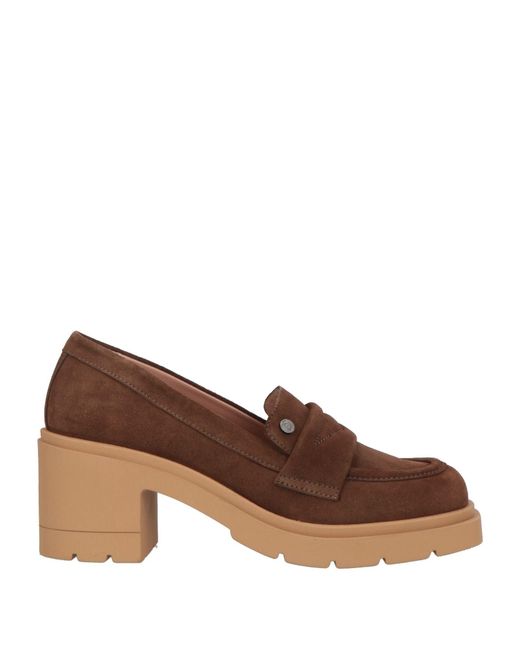 Pollini Brown Chocolate Loafers Leather