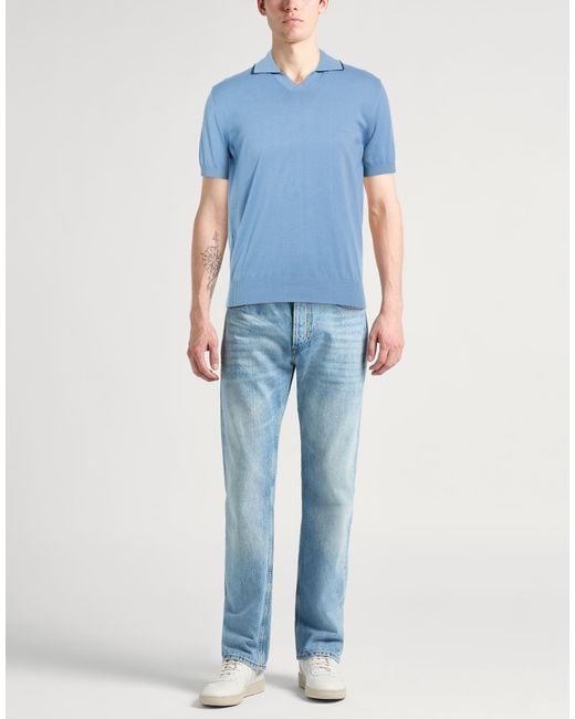 Canali Blue Polo Shirt Cotton for men