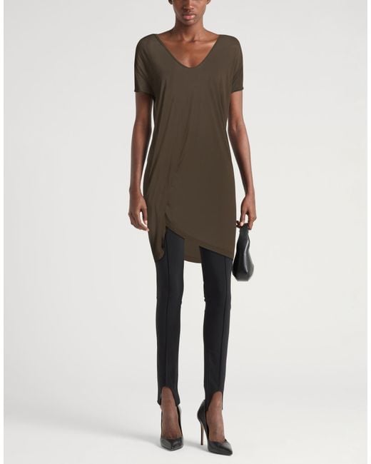 Rick Owens Brown Military T-Shirt Viscose, Silk