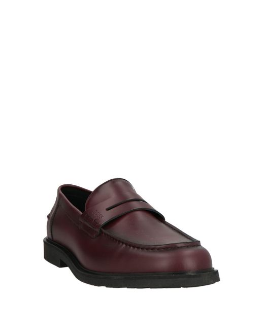 Boss Brown Burgundy Loafers Textile Fibers for men