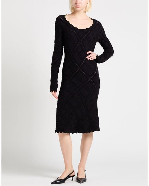 Burberry Black Midi Dress Wool, Polyamide, Polyester, Elastane