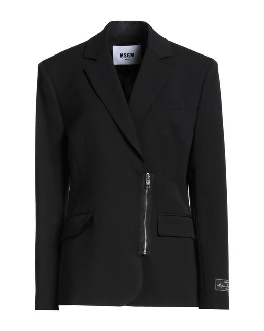 MSGM Black Blazer Virgin Wool, Elastane