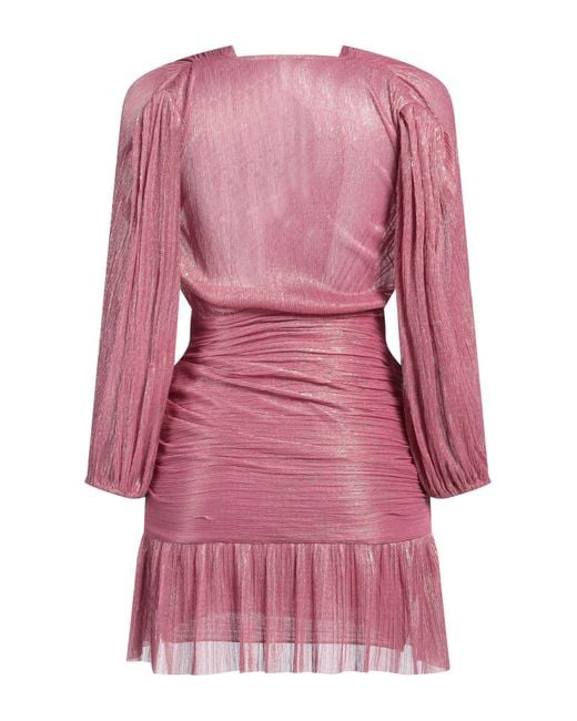 Maje Pink Mini Dress Polyester, Metallic Fiber