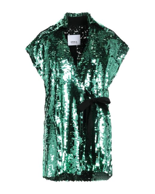 Erika Cavallini Semi Couture Green Emerald Shirt Polyester, Virgin Wool, Elastane