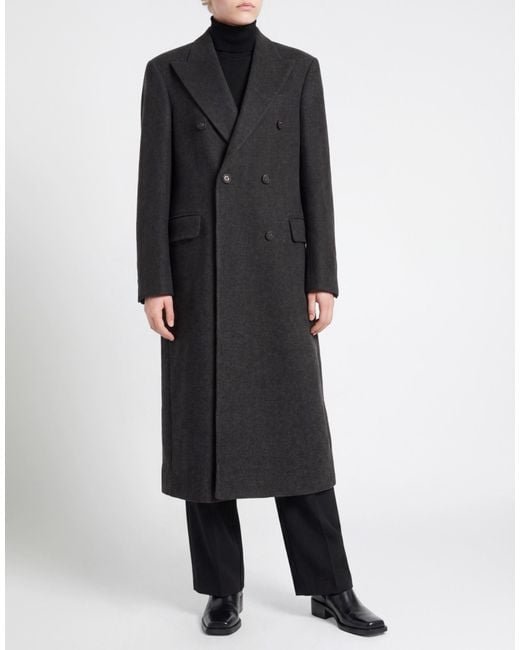 Officine Generale Black Charcoal Coat Wool