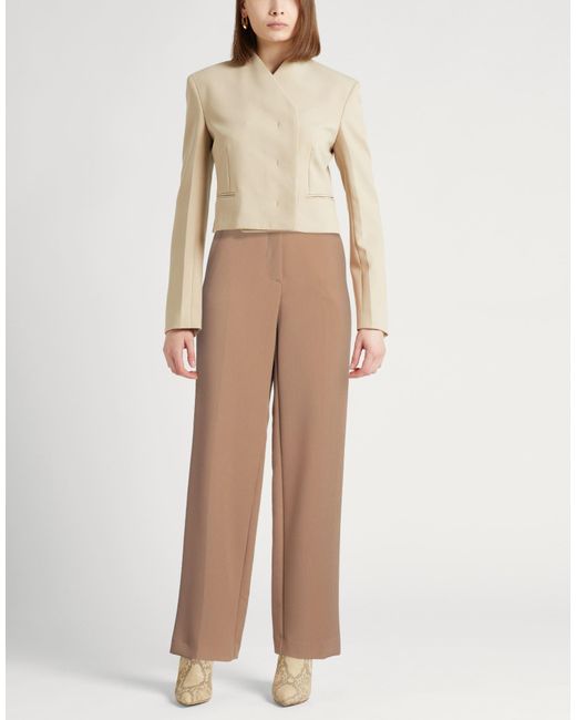 .., merci italia Natural Camel Pants Polyester, Viscose, Elastane