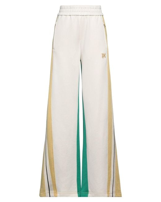 Palm Angels White Pants Polyester, Cotton