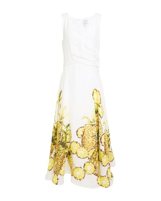 Sara Roka Metallic Maxi Dress Linen, Cotton