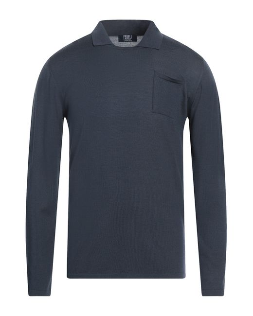 Fedeli Blue Sweater Virgin Wool for men
